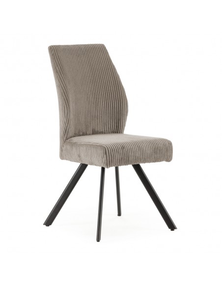 Silla comedor con muelles ensacados ANIBAL, pana y metal negro