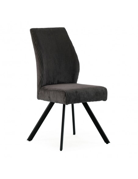 Silla comedor con muelles ensacados ANIBAL, pana y metal negro