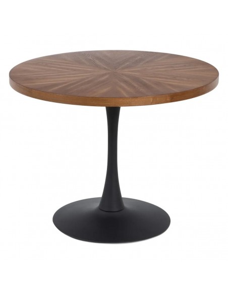Mesa de Jantar de Design Oslo 100 em MDF acabamento nogueira e Aço preto,