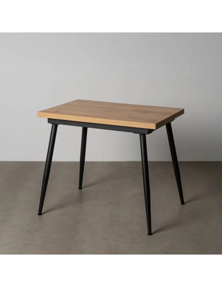 Mesa de cozinha extensível PAX 90(120)x60(90), melamina natural e metal preto com abertura giratória