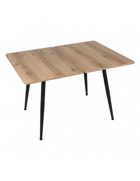 Mesa de cozinha extensível PAX 90(120)x60(90), melamina natural e metal preto com abertura giratória