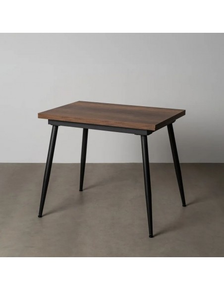 Mesa de cocina extensible PAX 90(120)x60(90), melamina nogal y metal negro con apertura giratoria