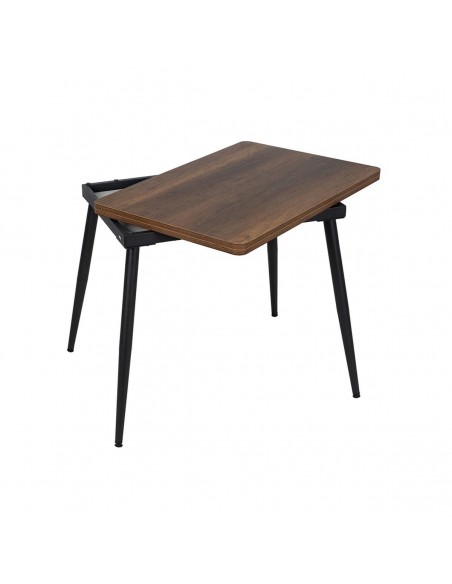 Mesa de cozinha extensível PAX 90(120)x60(90), melamina nogueira e metal preto com abertura giratória