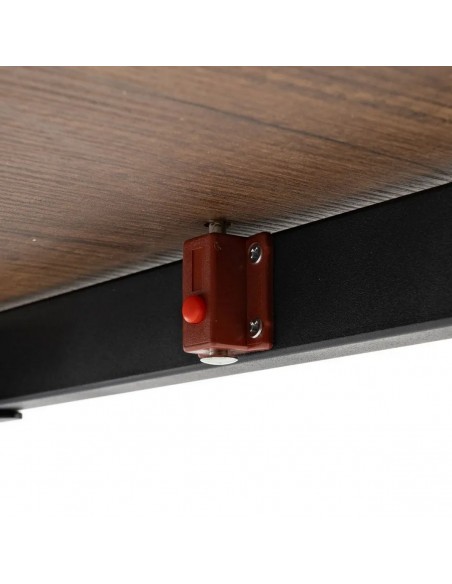 Mesa de cocina extensible PAX 90(120)x60(90), melamina nogal y metal negro con apertura giratoria