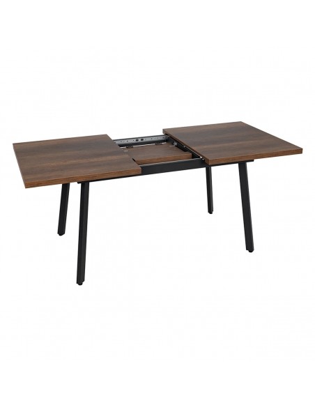 Mesa de cocina extensible PAXY 138(178)x85, melamina nogal y metal negro con apertura central