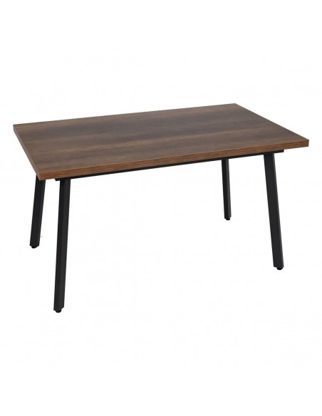 Mesa de cocina extensible PAXY 138(178)x85, melamina nogal y metal negro con apertura central