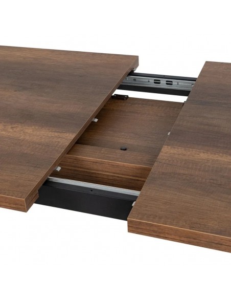 Mesa de cocina extensible PAXY 138(178)x85, melamina nogal y metal negro con apertura central