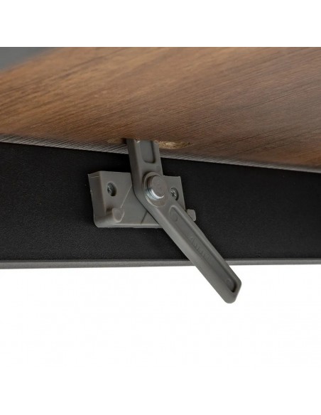 Mesa de cocina extensible PAXY 138(178)x85, melamina nogal y metal negro con apertura central