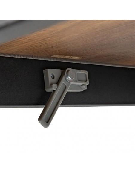 Mesa de cozinha extensível PAXY 138(178)x85, melamina nogueira e metal preto com abertura central