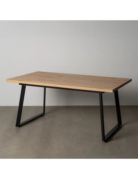 Mesa extensível Bronx 170(230)x90, melamina nogueira e metal preto com abertura central