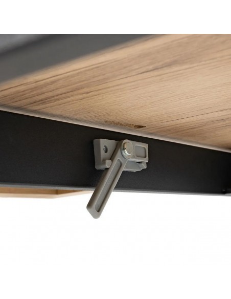 Mesa extensible BRONX 170(230)x90, melamina nogal y metal negro con apertura central