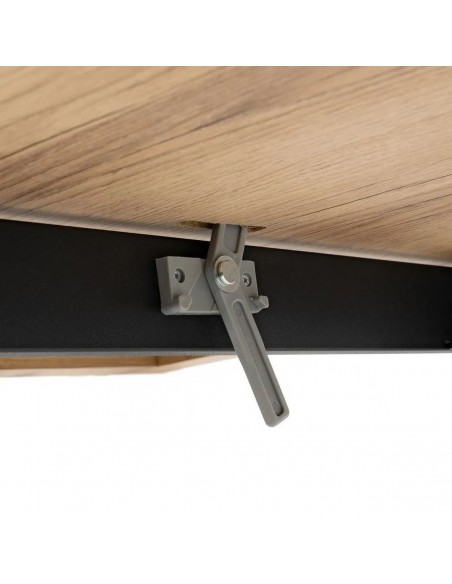 Mesa extensible BRONX 170(230)x90, melamina nogal y metal negro con apertura central