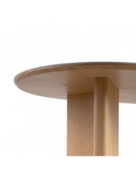 Mesa de jantar Verona 180x90 com tampo em porcelânico efeito mármore branco e base natural