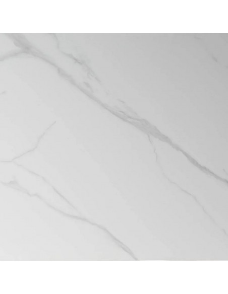 Mesa de jantar Verona 180x90 com tampo em porcelânico efeito mármore branco e base natural