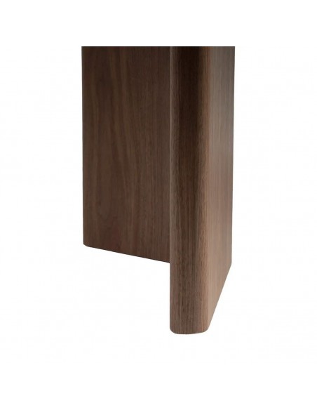 Mesa de jantar Verona 180x90 com tampo em porcelanato efeito mármore branco e base cor nogueira