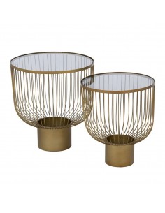 Set de 2 mesitas auxiliares redondas de lujo DORÉ 50(42),...