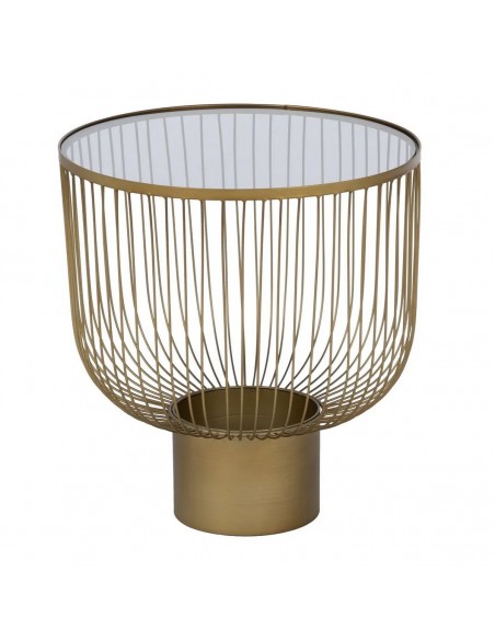 Set de 2 mesitas auxiliares redondas de lujo DORÉ 50(42), en metal dorado y cristal