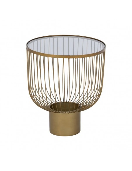 Set de 2 mesitas auxiliares redondas de lujo DORÉ 50(42), en metal dorado y cristal