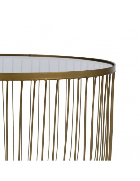 Conjunto de 2 mesas laterais redondas de luxo DORÉ 50(42), em metal dourado e vidro