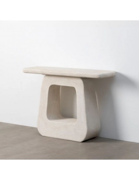 Consola WILMA 120x38x80 estilo mediterrâneo em MDF branco efeito cimento