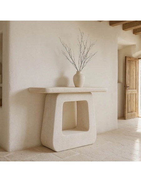 Consola WILMA 120x38 de Estilo Mediterráneo en DM Blanco efecto yeso