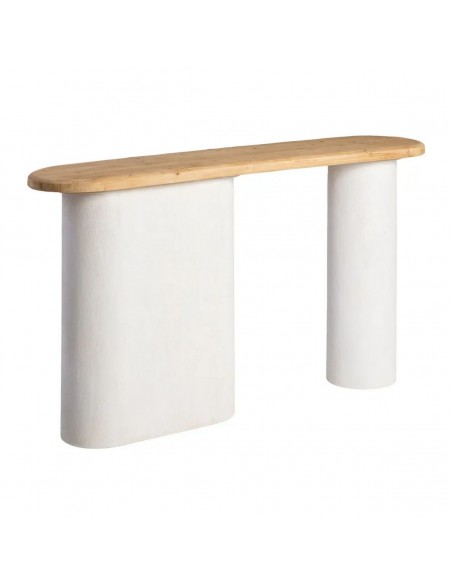 Consola MAWIL 150x35x82 estilo mediterrâneo em MDF branco efeito cimento