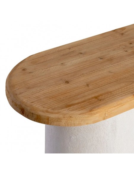 Consola MAWIL 150x35x82 estilo mediterrâneo em MDF branco efeito cimento