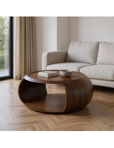 Mesa de Centro de diseño redondo BOLMA 72x36 en Madera de... 2