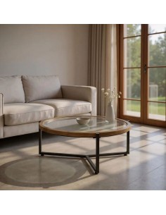 Mesa de Centro redonda de diseño LUNKA 100 en Madera... 2