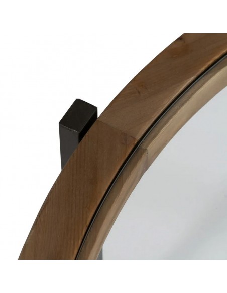 Mesa de centro redonda de design LUNKA 100 em madeira natural e metal preto