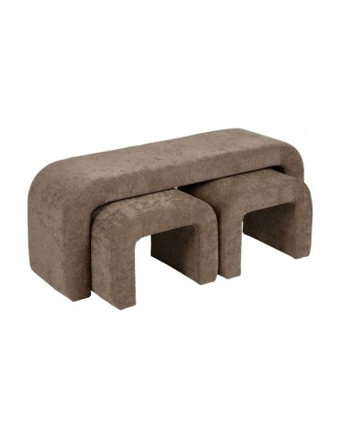 Set de 3 banquetas diseño Orgánico CURVE 126 (51)x46 Tejido Taupe
