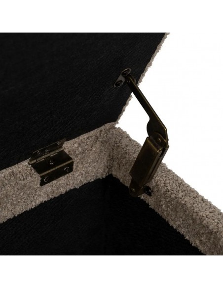 Banco baú NUBBA estilo escandinavo 122x42x45 em tecido Taupe e madeira natural