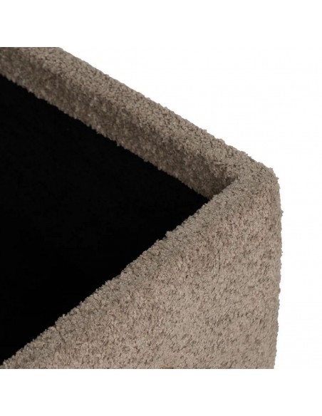 Banco baú NUBBA estilo escandinavo 122x42x45 em tecido Taupe e madeira natural