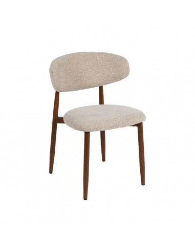 Cadeira de jantar de design LORIA, tecido bege e metal cor nogueira