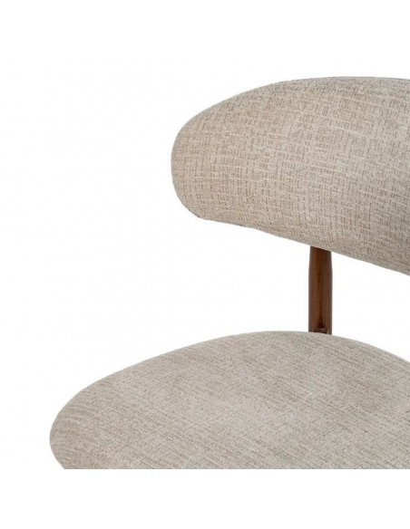 Cadeira de jantar de design LORIA, tecido bege e metal cor nogueira