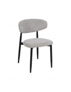 Silla de comedor de diseño LORIA, tela gris y metal negro
