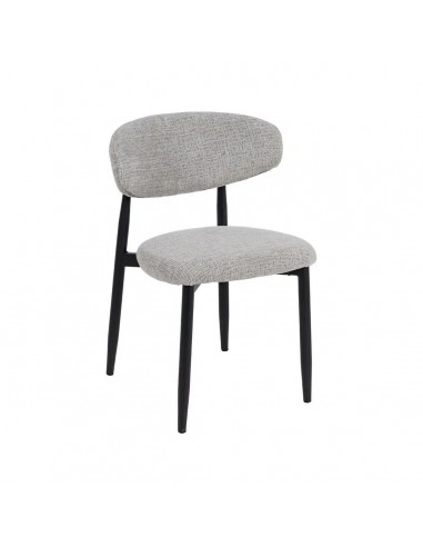 Cadeira de jantar de design LORIA, tecido cinza e metal preto