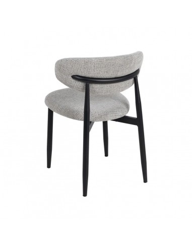 Silla de comedor de diseño LORIA, tela gris y...