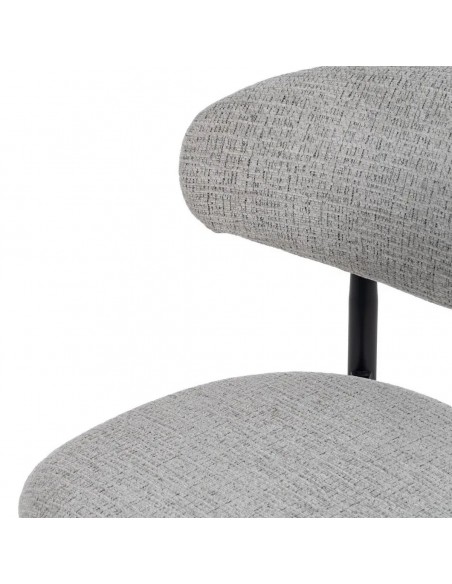 Silla de comedor de diseño LORIA, tela gris y metal negro