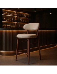 Banqueta de design LORIA 65 cm, tecido bege e metal cor... 2