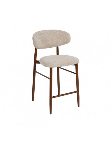 Taburete de diseño LORIA 65 cm, Tejido Beige y Metal color nogal