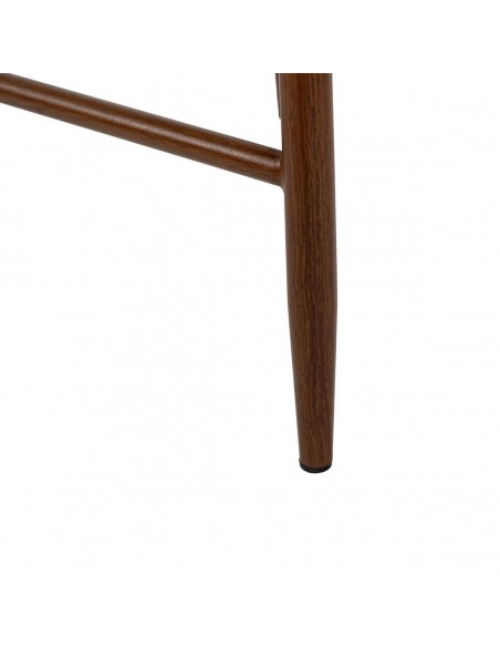 Banqueta de design LORIA 65 cm, tecido bege e metal cor Nogueira