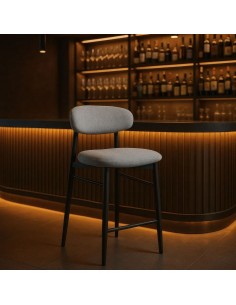 Taburete de diseño LORIA 65 cm, Tejido gris y Metal color... 2