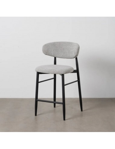 Banqueta de design LORIA 65 cm, tecido cinza e...