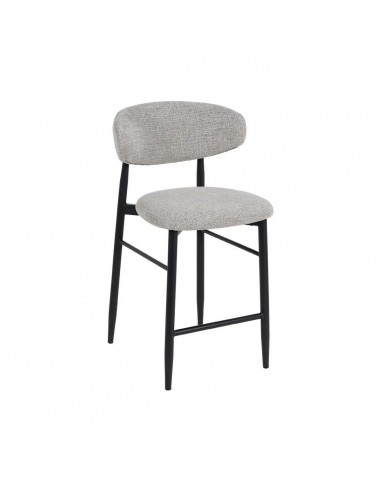 Taburete de diseño LORIA 65 cm, Tejido gris y Metal color negro