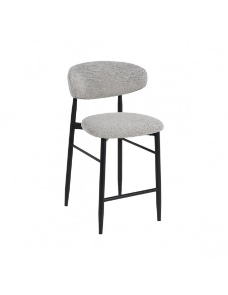 Banqueta de design LORIA 65 cm, tecido cinza e metal cor Preto