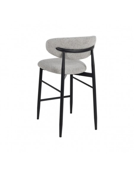 Banqueta de design LORIA 65 cm, tecido cinza e metal cor Preto
