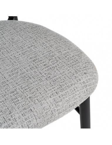 Banqueta de design LORIA 65 cm, tecido cinza e...