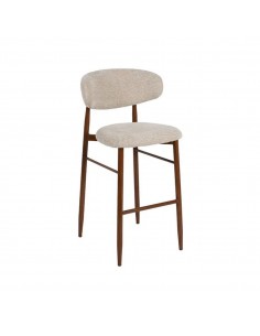 Banqueta de design LORIA 75 cm, tecido bege e metal cor...