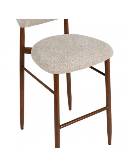 Taburete de diseño LORIA 75 cm, Tejido Beige y Metal color nogal